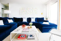 Blue Sofa In The Bedroom Interior