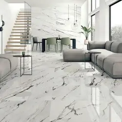 White marble on the floor in the living room interior