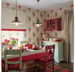 Wallpaper for the kitchen in a country house photo