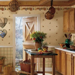 Wallpaper For The Kitchen In A Country House Photo