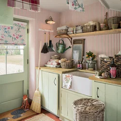 Wallpaper For The Kitchen In A Country House Photo
