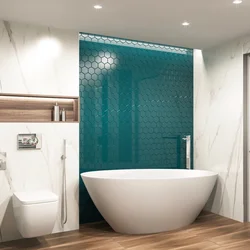 Bathroom in emerald color design