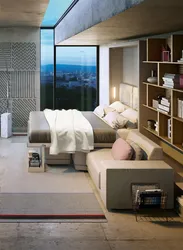 Спальни с кроватью и диваном дизайн
