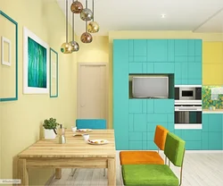 Color combination with turquoise in the kitchen interior