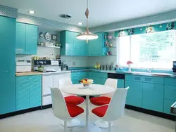 Color combination with turquoise in the kitchen interior