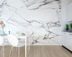 Marble wallpaper in the kitchen photo