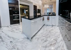 Marble wallpaper in the kitchen photo