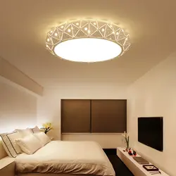 Photo of suspended ceilings in the bedroom with spotlights