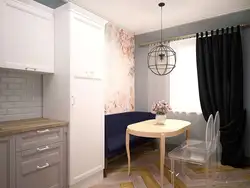 Kitchen 11 sq m design with sofa