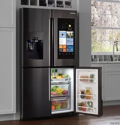 Double door refrigerator in the kitchen interior