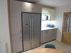 Double door refrigerator in the kitchen interior