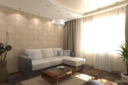 Beige brown wallpaper in the living room photo