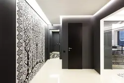 Dark wallpaper in the hallway interior photo