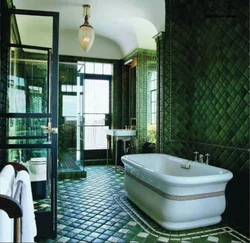 Bathroom design in emerald tones