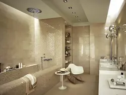 Дызайн інтэр'еру ванны з керамаграніту з фота