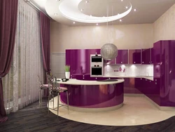 Beige lilac kitchen interior