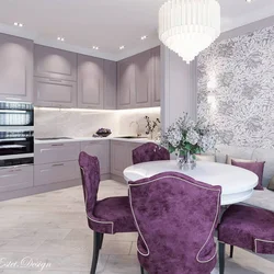 Beige lilac kitchen interior