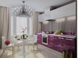 Beige Lilac Kitchen Interior