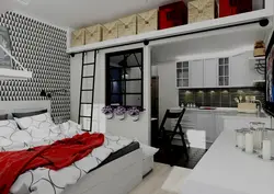 Apartment interior studio kitchen bedroom