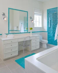 Bathroom design in turquoise tone photo