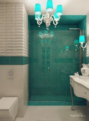 Ванна бөлмесінің дизайны көгілдір түсті фотосуретте