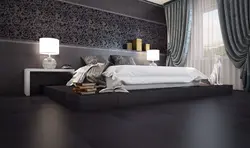 Інтэр'ер спальні з пліткай на падлозе