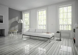 Bedroom interior with tiles on the floor
