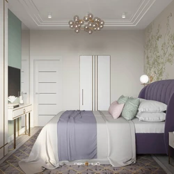 Bedroom Interior With Pastel Wallpaper