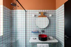 Дизайн ванной с плиткой с затиркой