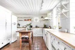 White lining in the kitchen interior