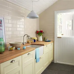 White lining in the kitchen interior