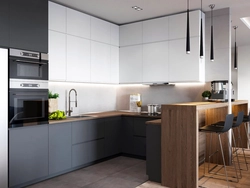 Gray Corner Kitchen Design