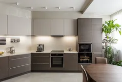 Gray corner kitchen design