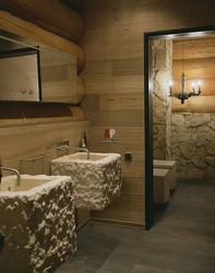 Log bathroom interior