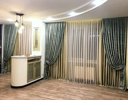 Double curtains for kitchen design