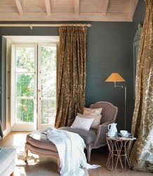 Curtains in a wooden bedroom photo