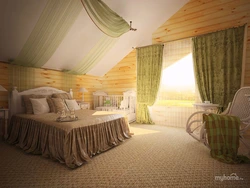 Curtains In A Wooden Bedroom Photo