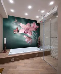 Гүлді панельдермен ванна бөлмесінің дизайны
