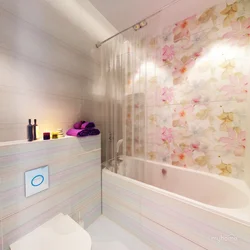 Дизайн ванной с панелями с цветами