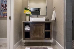Interior with bathroom cabinets