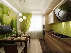 Kitchen Interior With Wallpaper Photo In Modern Style
