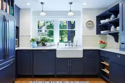 Blue gray kitchen design