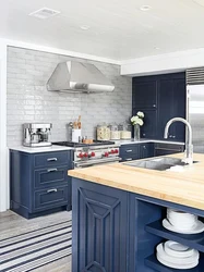 Blue gray kitchen design