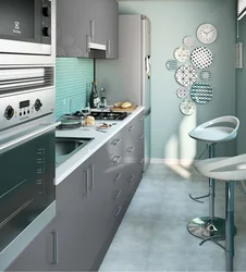 Gray kitchen in Khrushchev in the interior