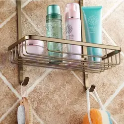 Modern bathroom shelves for shampoos in the interior