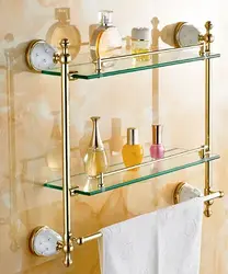 Modern bathroom shelves for shampoos in the interior