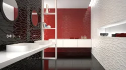 Collections of tiles in the bathroom interior
