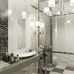 Collections of tiles in the bathroom interior