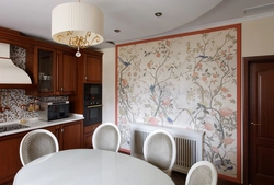 Combined Wallpaper Design For The Kitchen In The Apartment