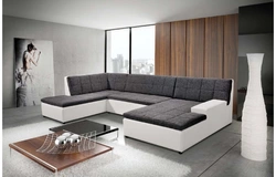 Corner sofa with sleeping place in the interior